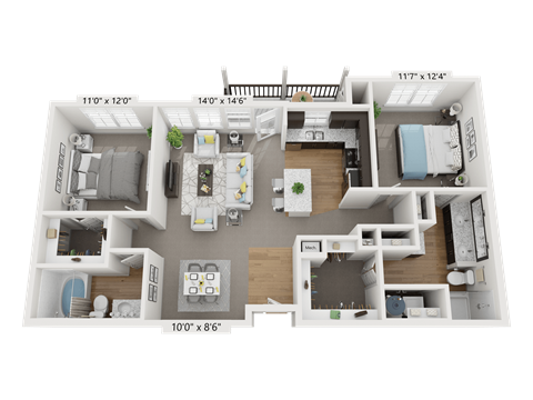 a floor plan of a 2 bedroom apartment